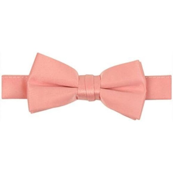 HOLD'EM Bow Tie Boys and Baby Satin Solid Color Adjustable Pre-tied - Peach - Picture 1 of 7